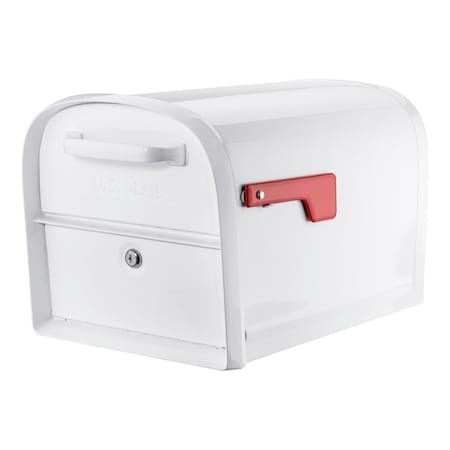 Oasis Galvanized Steel Post Mounted White Double Door Mailbox, 11.5 X 11.3 X 19.96 In.